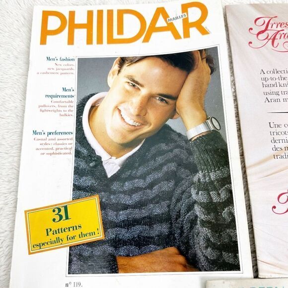 Knitting Sewing Magazines Aran Irish Knits Spinnerin Phildar Lot Vintage 60s 80s - Picture 2 of 12